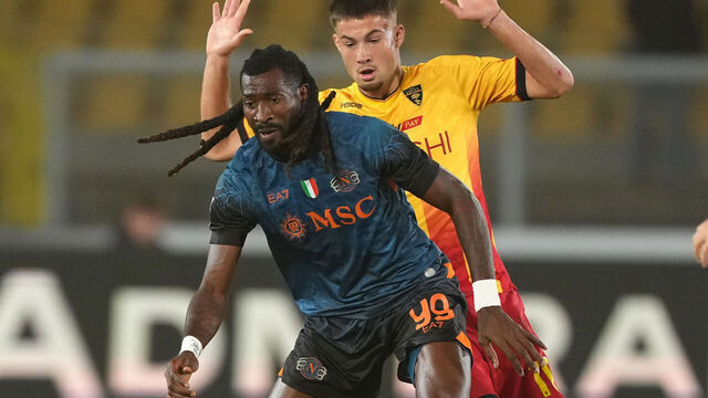 Andre-Frank Anguissa of SSC Napoli plays during the Serie A match between US Lecce and SSC Napoli in Lecce, Italy, on October 28, 2025.