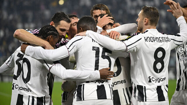TURIN, ITALY - OCTOBER 29: Kenan Yildiz of Juventus celebrates with teammates after scoring his team's third goal during the Serie A match between Juventus FC and Udinese Calcio at Allianz Stadium on October 29, 2025 in Turin, Italy.
