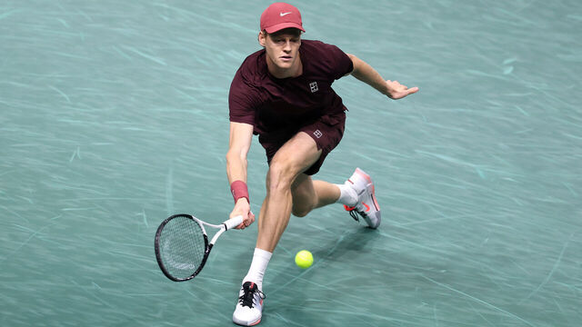 NANTERRE, FRANCE - OCTOBER 30: Jannik Sinner of Italy against Francisco Cerundolo of Argentina during day four of the Rolex Paris Masters 2025 on October 30, 2025 in Nanterre, France.