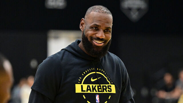 EL SEGUNDO, CA - OCTOBER 08: LeBron James #23 of the Los Angeles Lakers smiles during media day on October 08, 2025 at UCLA Health Training Center in El Segundo, California. Mandatory Copyright Notice: Copyright 2025 NBAE