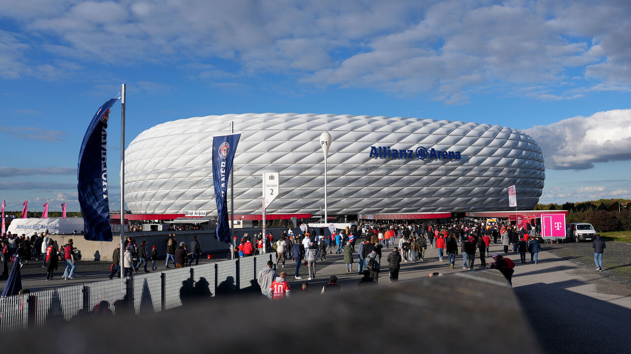 MUNICH, GERMANY - OCTOBER 18: General view outside the stadium prior to the Bundesliga match between FC Bayern München and Borussia Dortmund at Allianz Arena on October 18, 2025 in Munich, Germany.