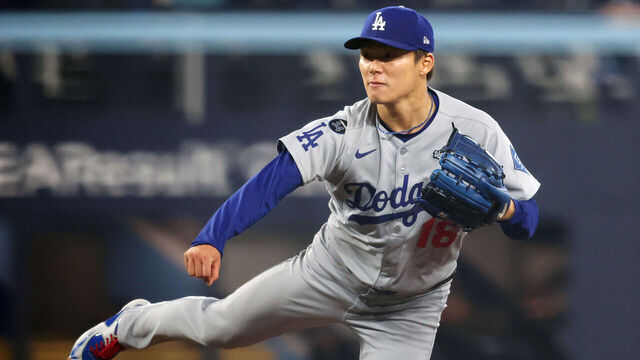 TORONTO, ON - OCTOBER 31: Yoshinobu Yamamoto #18 of the Los Angeles Dodgers pitches during Game Six of the 2025 World Series presented by Capital One between the Los Angeles Dodgers and the Toronto Blue Jays at Rogers Centre on Friday, October 31, 2025 in Toronto, Ontario, Canada.
