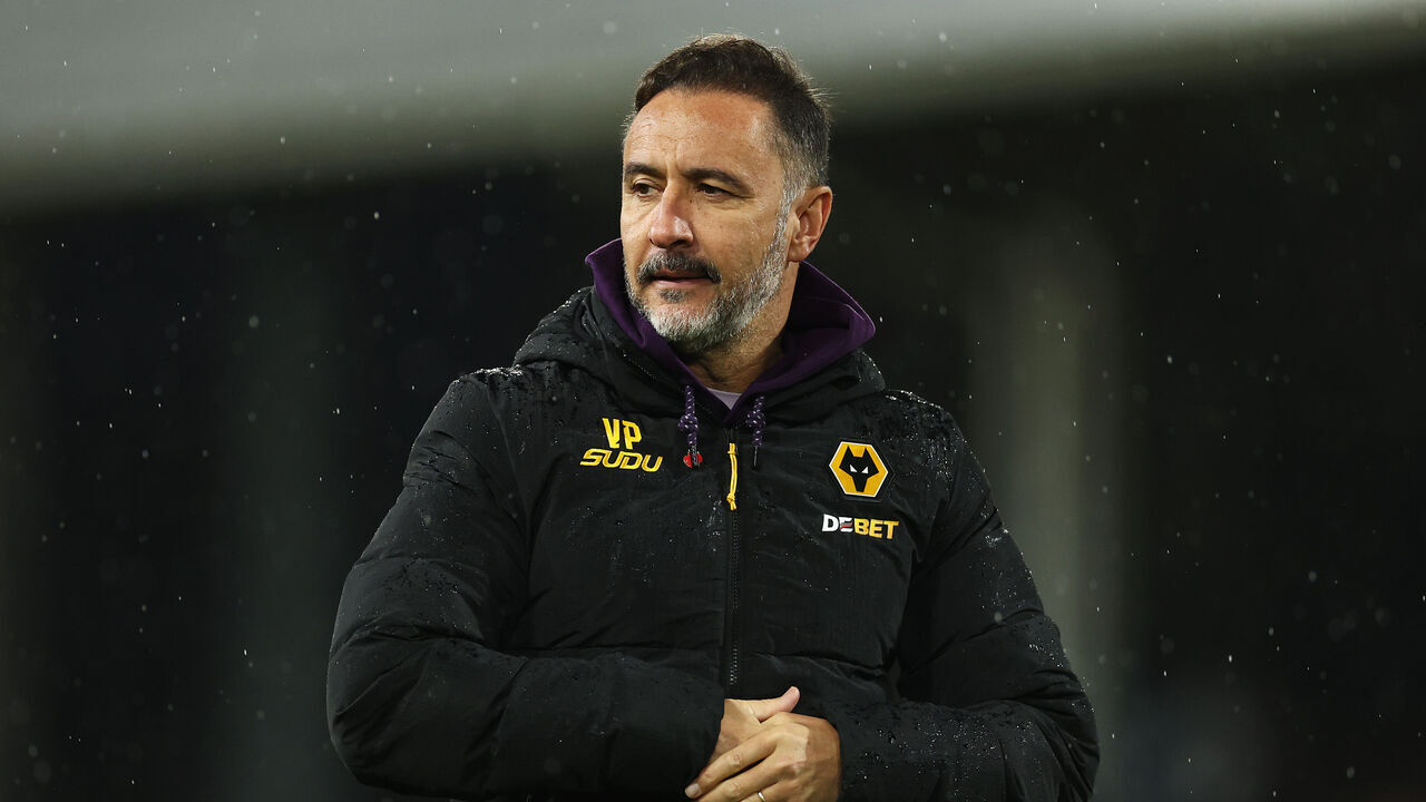 LONDON, ENGLAND - NOVEMBER 01: Vitor Pereira, Manager of Wolverhampton Wanderers, looks on after the team's defeat in the Premier League match between Fulham and Wolverhampton Wanderers at Craven Cottage on November 01, 2025 in London, England.