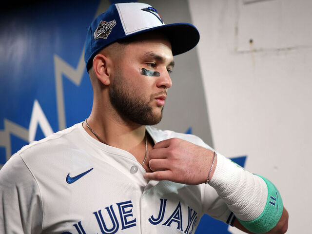 TORONTO, ON - NOVEMBER 01: Bo Bichette #11 of the Toronto Blue Jays walks to the dugout from the clubhouse prior to Game Seven of the 2025 World Series presented by Capital One between the Los Angeles Dodgers and the Toronto Blue Jays at Rogers Centre on Saturday, November 1, 2025 in Toronto, Ontario, Canada.