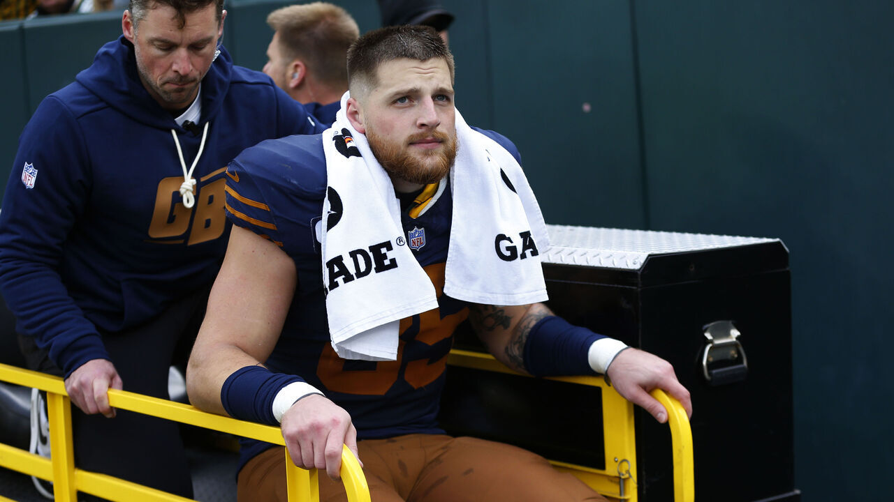 GREEN BAY, WI - NOVEMBER 02: Green Bay Packers tight end Tucker Kraft (85) is carted off the field during a game between the Green Bay Packers and the Carolina Panthers at Lambeau Field on November 2, 2025 in Green Bay, WI.