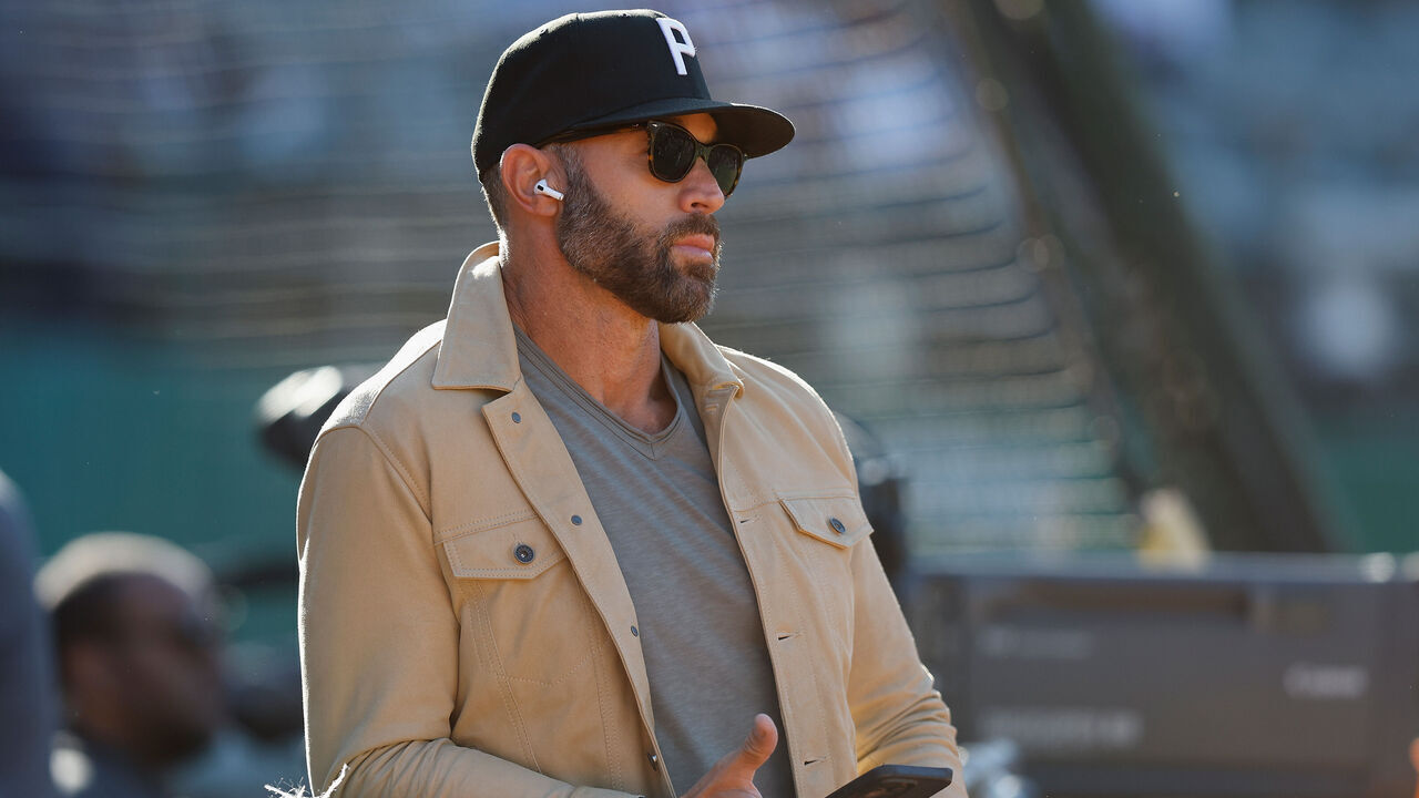 OAKLAND, CALIFORNIA - MAY 03: Miami Marlins Assistant General Manager Gabe Kapler looks on from the field before the game against the Oakland Athletics at Oakland Coliseum on May 03, 2024 in Oakland, California.