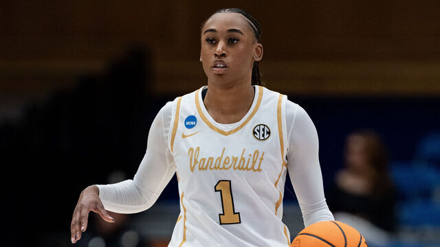 DURHAM, NORTH CAROLINA - MARCH 21: Mikayla Blakes #1 of the Vanderbilt Commodores plays against the Oregon Ducks during a first round game of the women’s NCAA basketball tournament at Cameron Indoor Stadium on March 21, 2025 in Durham, North Carolina.