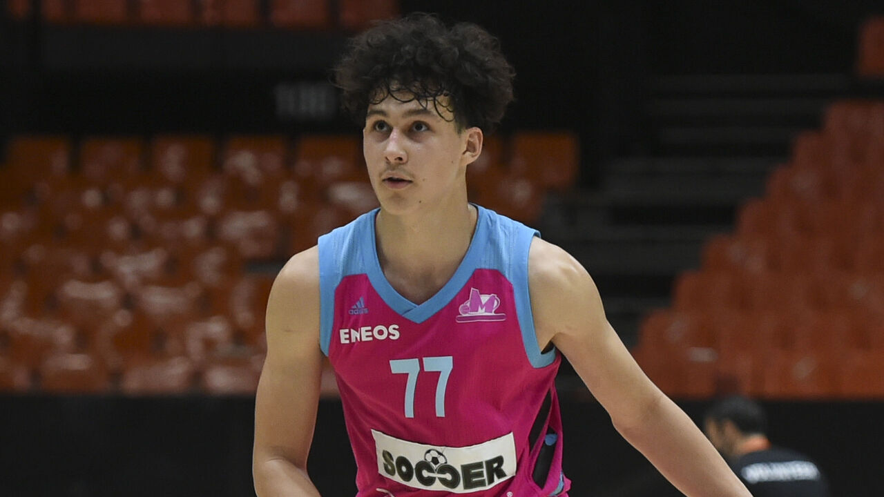 VALENCIA, SPAIN - JUNE 04: Luka Bogavac, #77 of U18 Mega Soccerbet Belgrade in action during the Adidas Next Generation Tournament between U18 Mega SoccerBet Belgrade and U18 Stellazzurra Rome at La Fonteta on June 04, 2021 in Valencia, Spain.