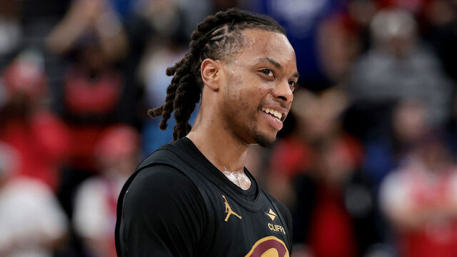 INGLEWOOD, CALIFORNIA - MARCH 18: Darius Garland #10 of the Cleveland Cavaliers looks on during the third quarter against the Los Angeles Clippers at Intuit Dome on March 18, 2025 in Inglewood, California.