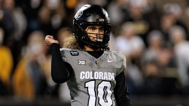 BOULDER, COLORADO - NOVEMBER 01: Julian Lewis #10 of the Colorado Buffaloes walks the field during the second half against the Arizona Wildcats at Folsom Field on November 01, 2025 in Boulder, Colorado.