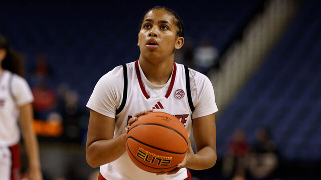 GREENSBORO, NORTH CAROLINA - OCTOBER 26: Zamareya Jones #3 of the NC State Wolfpack prepares to shoot a free throw against the Maryland Terrapins at First Horizon Coliseum on October 26, 2025 in Greensboro, North Carolina.