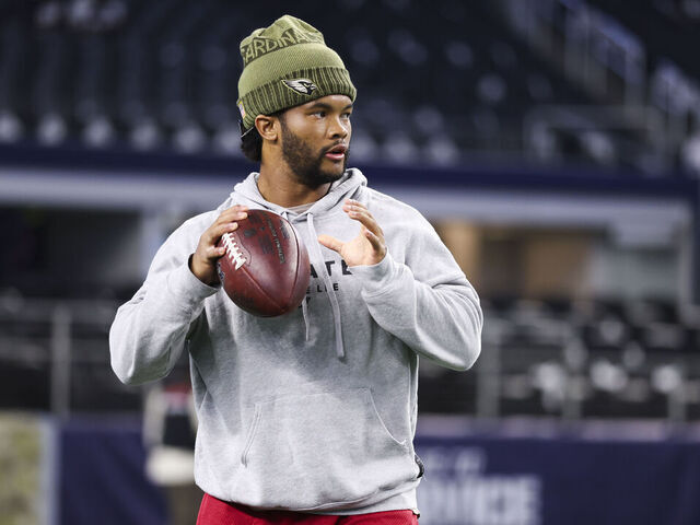 ARLINGTON, TEXAS - NOVEMBER 3: Kyler Murray (1) of the Arizona Cardinals warms up prior to an NFL football game against Dallas Cowboys at AT&T Stadium on November 3, 2025 in Arlington,Texas.
