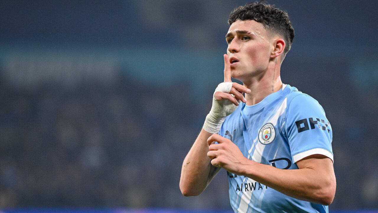 Manchester, United Kingdom - November 5: Phil Foden of Manchester City celebrates after scoring his team's first goal during the UEFA Champions League 2025/26 League Phase MD4 match between Manchester City and Borussia Dortmund at City of Manchester Stadium on November 5, 2025 in Manchester, United Kingdom.