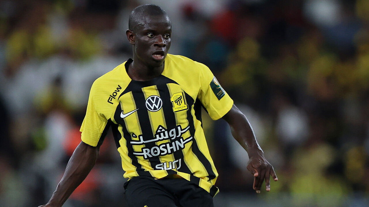 JEDDAH, SAUDI ARABIA - MAY 30: N'Golo Kante of Al-Ittihad passes the ball during the Final King's Cup match between Al Ittihad and Al Qadsiah at King Abdullah Sports City on May 30, 2025 in Jeddah, Saudi Arabia.