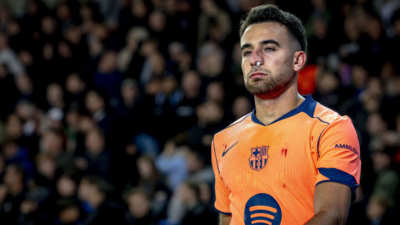 FC Barcelona defender Eric Garcia plays during the match between Club Brugge and FC Barcelona at the Jan Breydelstadion for the Champions League - League phase - Matchday 4 of the 2025-2026 season in Bruges, Belgium, on November 5, 2025.