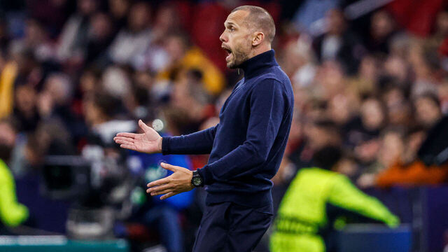 AMSTERDAM, NETHERLANDS - NOVEMBER 5: head coach John Heitinga of AFC Ajax disappointed during the UEFA Champions League 2025/26 League Phase MD4 match between Ajax and Galatasaray AS at Johan Cruijff ArenA on November 5, 2025 in Amsterdam, Netherlands.