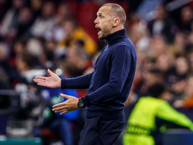 AMSTERDAM, NETHERLANDS - NOVEMBER 5: head coach John Heitinga of AFC Ajax disappointed during the UEFA Champions League 2025/26 League Phase MD4 match between Ajax and Galatasaray AS at Johan Cruijff ArenA on November 5, 2025 in Amsterdam, Netherlands.