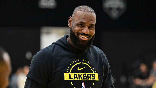 EL SEGUNDO, CA - OCTOBER 08: LeBron James #23 of the Los Angeles Lakers smiles during media day on October 08, 2025 at UCLA Health Training Center in El Segundo, California. Mandatory Copyright Notice: Copyright 2025 NBAE