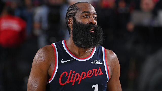 INGLEWOOD, CA - OCTOBER 24: James Harden #1 of the LA Clippers looks on during the game against the Phoenix Suns on October 24, 2025 at Intuit Dome in Los Angeles, California. NOTE TO USER: User expressly acknowledges and agrees that, by downloading and/or using this Photograph, user is consenting to the terms and conditions of the Getty Images License Agreement. Mandatory Copyright Notice: Copyright 2025 NBAE