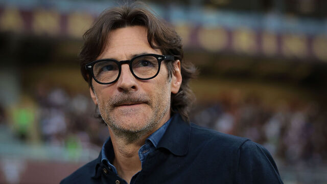 TURIN, ITALY - MAY 25: Paolo Vanoli Head coach of Torino FC reacts as he looks on prior to kick off in the Serie A match between Torino FC and AS Roma at Stadio Olimpico di Torino on May 25, 2025 in Turin, Italy.