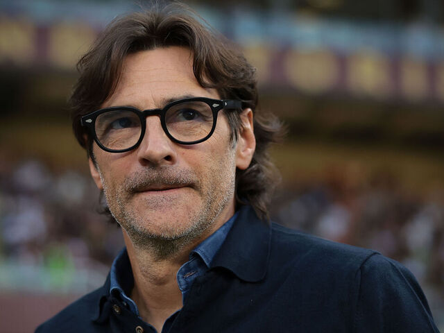 TURIN, ITALY - MAY 25: Paolo Vanoli Head coach of Torino FC reacts as he looks on prior to kick off in the Serie A match between Torino FC and AS Roma at Stadio Olimpico di Torino on May 25, 2025 in Turin, Italy.