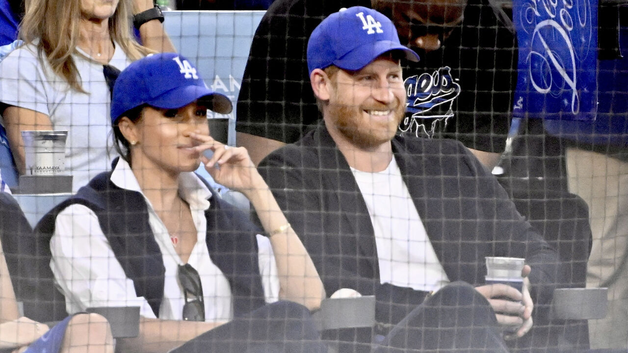 Los Angeles, CA - October 28: Prince Harry and Meghan Markle look on in the second inning of Game 4 of a World Series Baseball game between the Toronto Blue Jays and Los Angeles Dodgers at Dodger Stadium in Los Angeles on Tuesday, October 28, 2025.