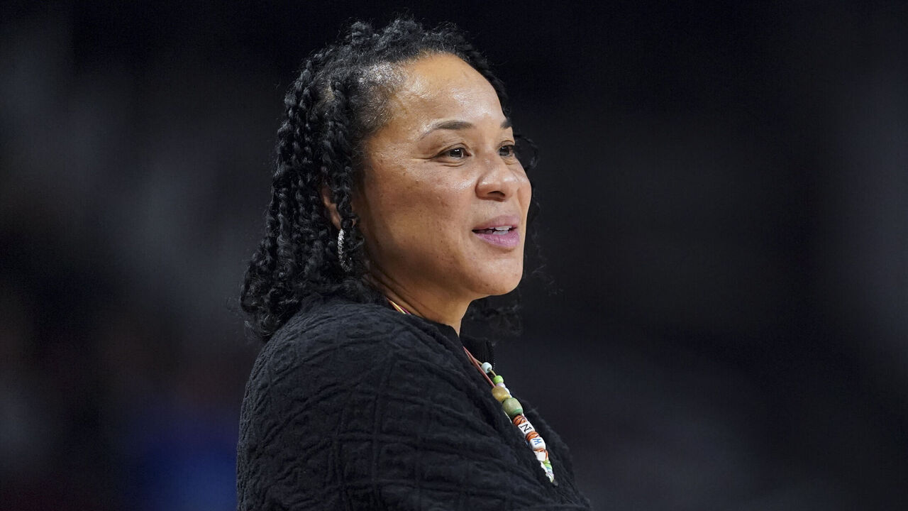 COLUMBIA, SOUTH CAROLINA - NOVEMBER 3: Head Coach Dawn Staley of the South Carolina Gamecocks watches a play during the third quarter of an NCAA women's basketball game against the Grand Canyon Antelopes at Colonial Life Arena on November 3, 2024 in Columbia, South Carolina.