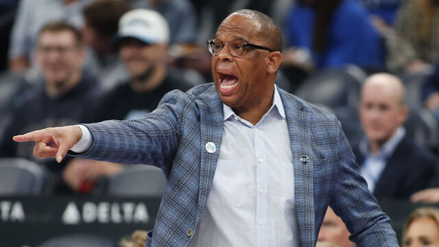 SALT LAKE CITY, UT - OCTOBER 24: Head coach Hubert Davis of the North Carolina Tar Heels calls a play during the first half of their exhibition game against the Brigham Young Cougars at the Delta Center on October 24, 2025 in Salt Lake City, Utah.