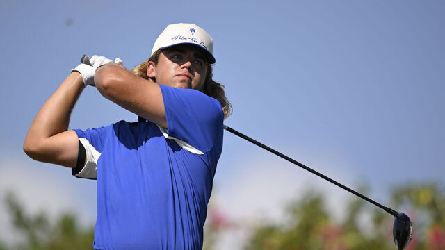 CABO SAN LUCAS, MEXICO - NOVEMBER 08: Garrick Higgo of South Africa hits his tee shot on the 13th hole during the third round of the World Wide Technology Championship 2025 at El Cardonal at Diamante on November 08, 2025 in Cabo San Lucas, Mexico.