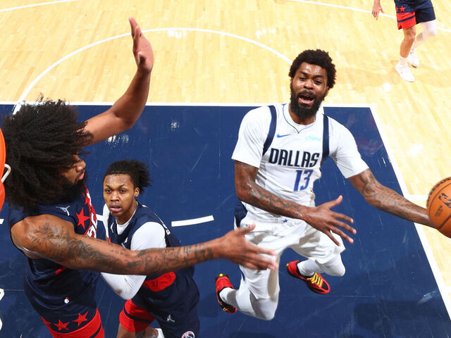 WASHINGTON, DC - NOVEMBER 8: Naji Marshall #13 of the Dallas Mavericks drives to the basket during the game against the Washington Wizards on November 8, 2025 at Capital One Arena in Washington, DC. Mandatory Copyright Notice: Copyright 2025 NBAE