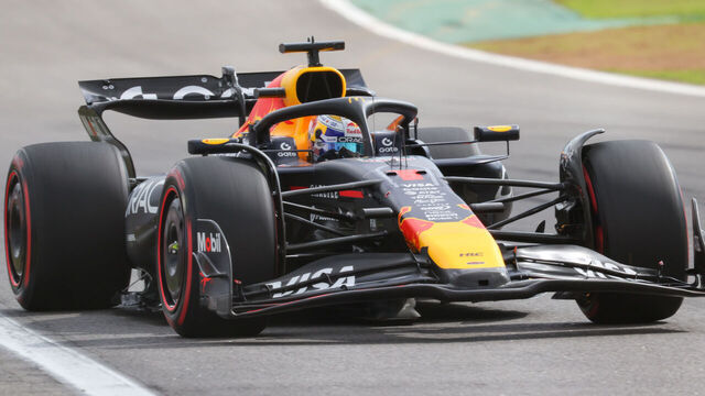 Max Verstappen of the Netherlands drives the Oracle Red Bull Racing RB21 Honda RBPT during the Formula 1 MSC Cruises Grande Premio De Sao Paulo 2025 in Sao Paulo, Brazil, on November 8, 2025.