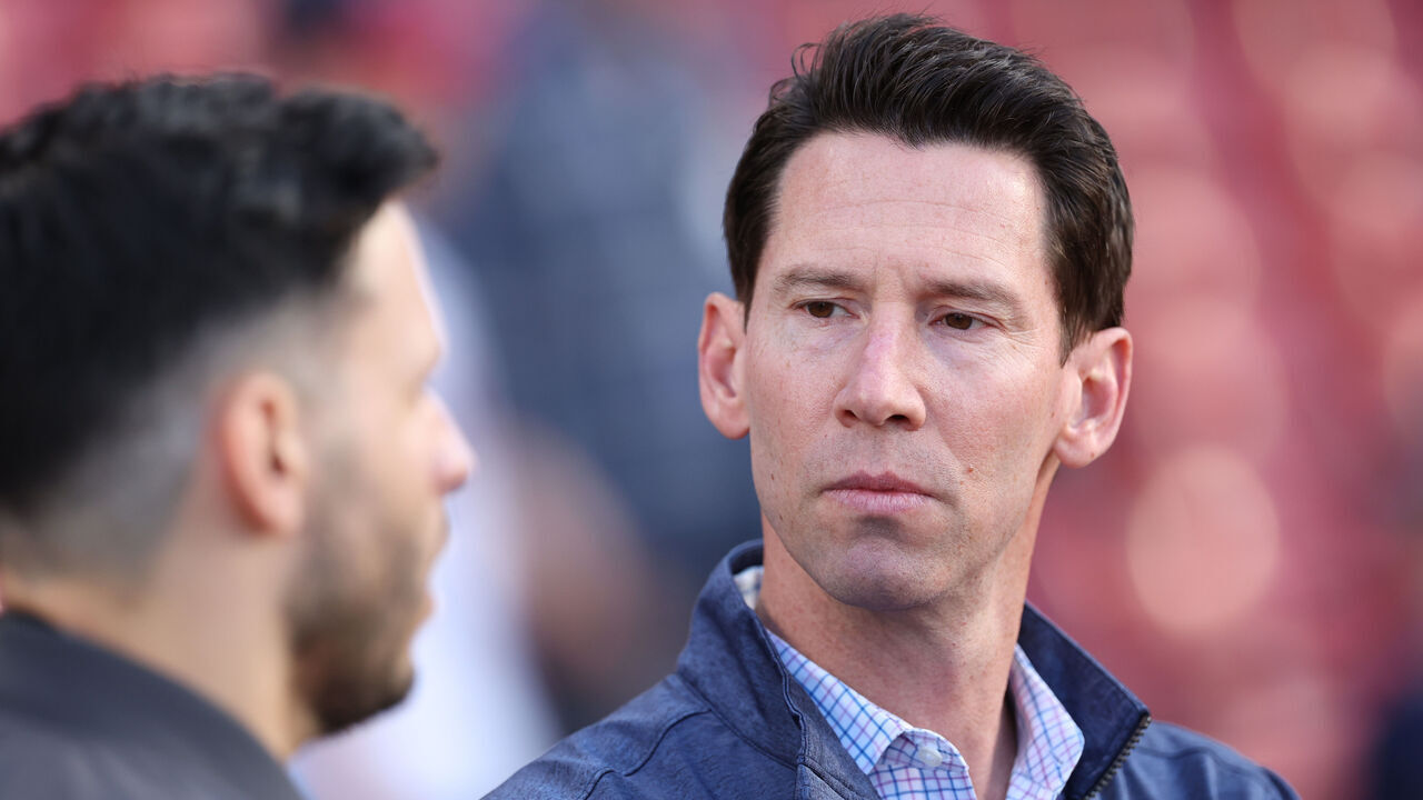 BOSTON, MASSACHUSETTS - AUGUST 19: Chief Baseball Officer of the Boston Red Sox Craig Breslow looks on before a game against the Baltimore Orioles at Fenway Park on August 19, 2025 in Boston, Massachusetts.