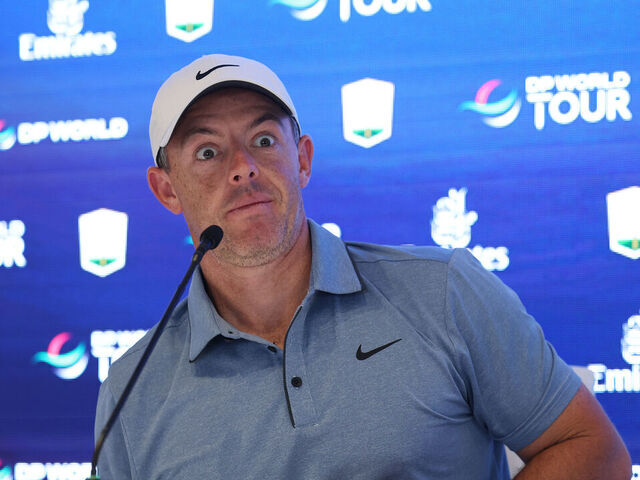 DUBAI, UNITED ARAB EMIRATES - NOVEMBER 11: Rory McIlroy of Northern Ireland speaks to the media during a press conference during a Pro-Am prior to the DP World Tour Championship 2025 at Jumeirah Golf Estates on November 11, 2025 in Dubai, United Arab Emirates.