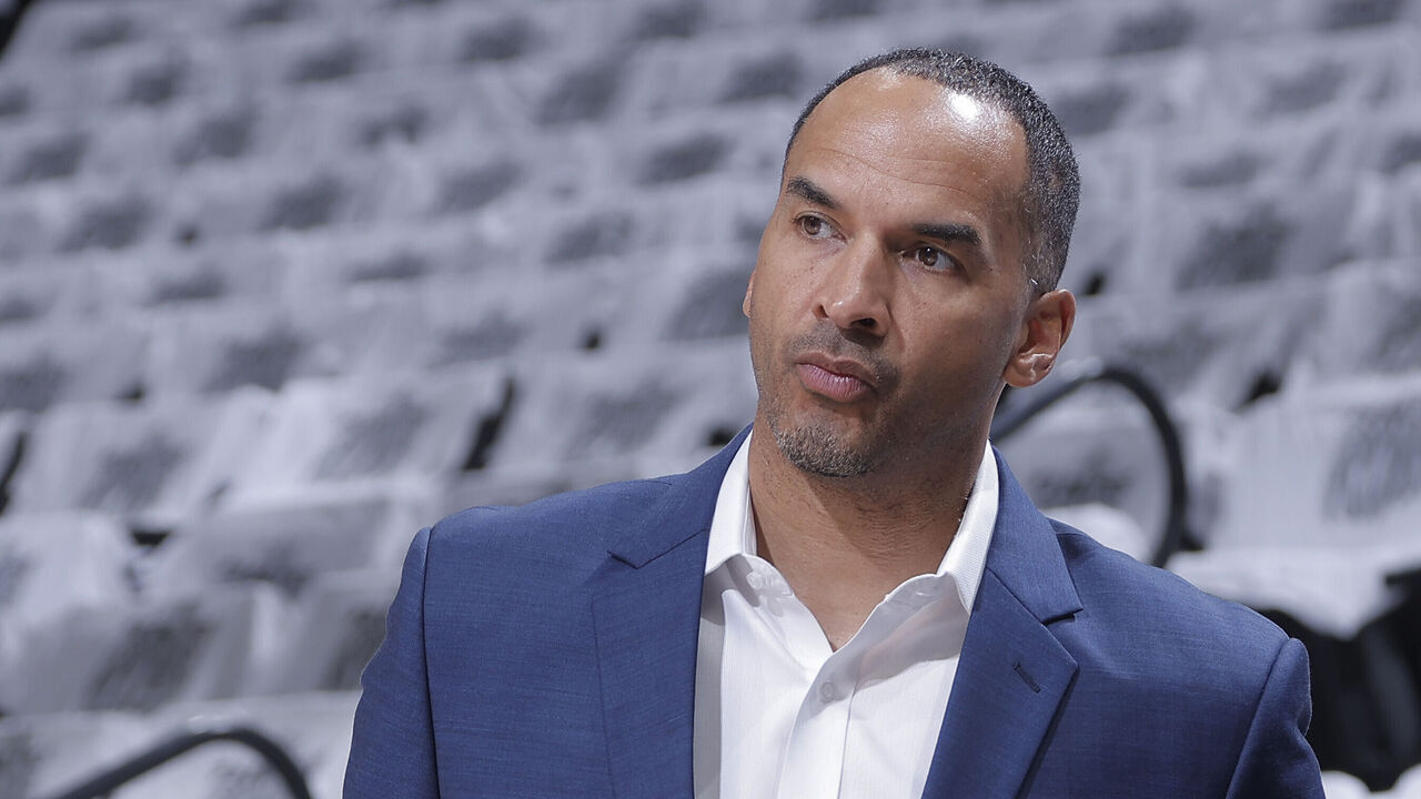 SACRAMENTO, CA - APRIL 16: General Manager Nico Harrison of the Dallas Mavericks attends the game against the Sacramento Kings during the 2025 SoFi Play-In Tournament on April 16, 2025 at Golden 1 Center in Sacramento, California. NOTE TO USER: User expressly acknowledges and agrees that, by downloading and or using this photograph, User is consenting to the terms and conditions of the Getty Images Agreement. Mandatory Copyright Notice: Copyright 2025 NBAE