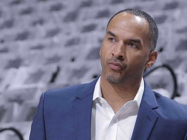 SACRAMENTO, CA - APRIL 16: General Manager Nico Harrison of the Dallas Mavericks attends the game against the Sacramento Kings during the 2025 SoFi Play-In Tournament on April 16, 2025 at Golden 1 Center in Sacramento, California. NOTE TO USER: User expressly acknowledges and agrees that, by downloading and or using this photograph, User is consenting to the terms and conditions of the Getty Images Agreement. Mandatory Copyright Notice: Copyright 2025 NBAE