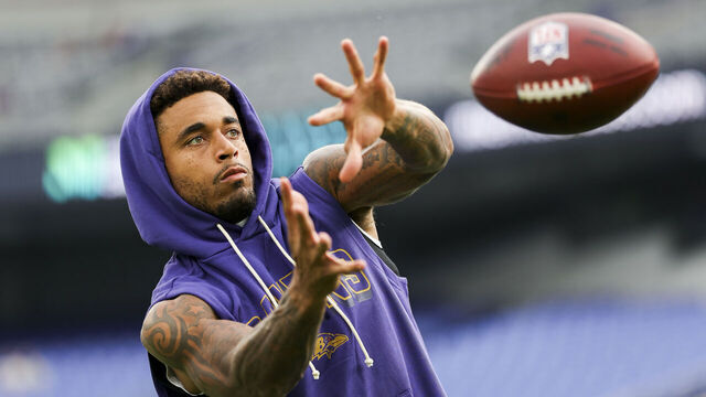 BALTIMORE, MD - AUGUST 7: Jaire Alexander #23 of the Baltimore Ravens warms up prior to an NFL Preseason 2025 game against the Indianapolis Colts at M&T Bank Stadium on August 7, 2025 in Baltimore, Maryland.