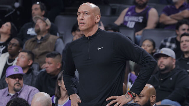 SACRAMENTO, CA - OCTOBER 26: Head Coach Doug Christie of the Sacramento Kings looks on during the game against the Los Angeles Lakers on October 26, 2025 at Golden 1 Center in Sacramento, California. NOTE TO USER: User expressly acknowledges and agrees that, by downloading and or using this photograph, User is consenting to the terms and conditions of the Getty Images Agreement. Mandatory Copyright Notice: Copyright 2025 NBAE