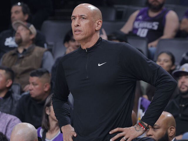 SACRAMENTO, CA - OCTOBER 26: Head Coach Doug Christie of the Sacramento Kings looks on during the game against the Los Angeles Lakers on October 26, 2025 at Golden 1 Center in Sacramento, California. NOTE TO USER: User expressly acknowledges and agrees that, by downloading and or using this photograph, User is consenting to the terms and conditions of the Getty Images Agreement. Mandatory Copyright Notice: Copyright 2025 NBAE
