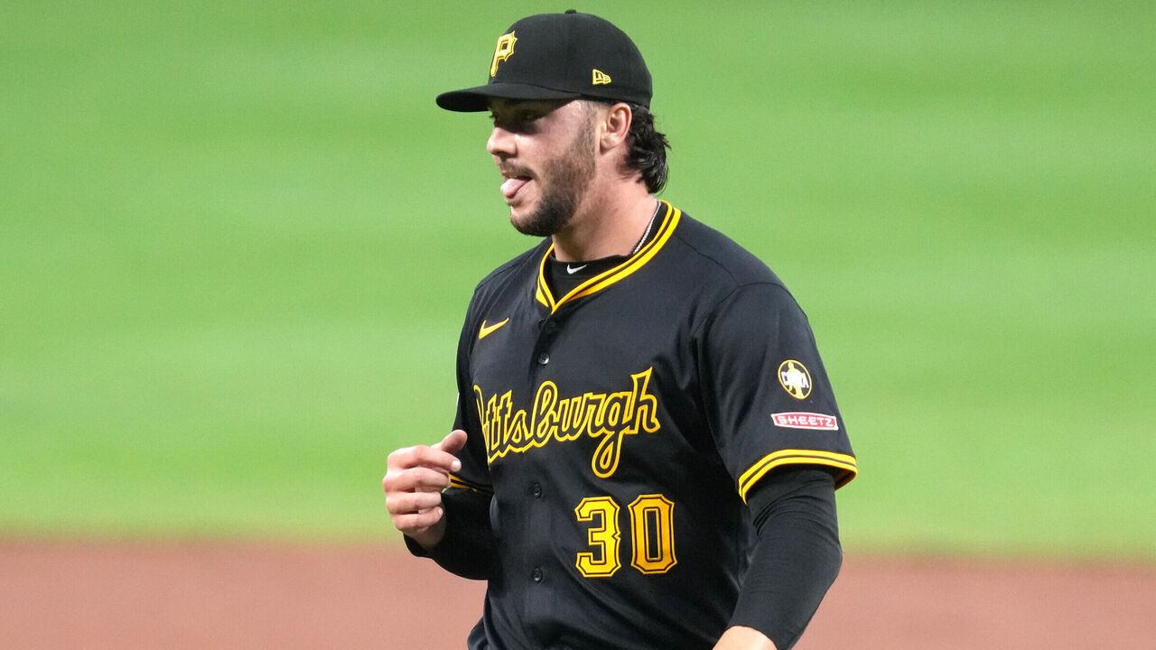 BALTIMORE, MD - SEPTEMBER 10: Paul Skenes #30 of the Pittsburgh Pirates celebrates an out during a baseball game against the Baltimore Orioles at Oriole Park at Camden Yards on September 10, 2025 in Baltimore, Maryland.