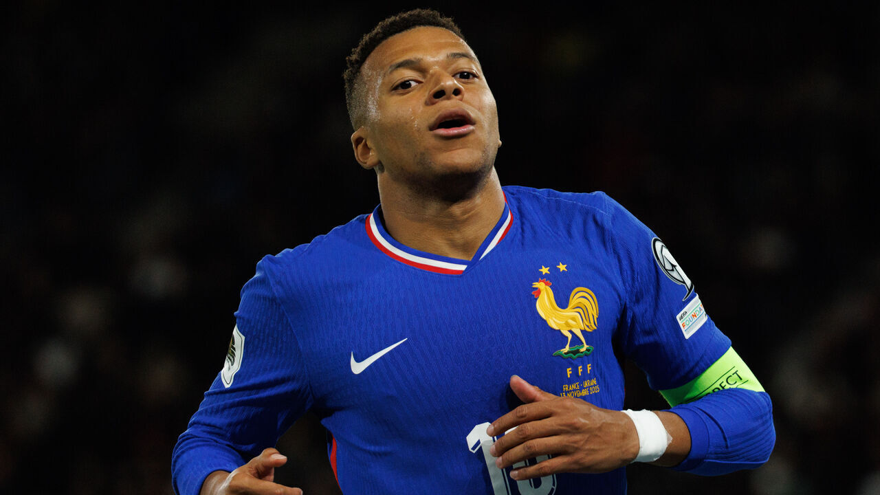 Paris, France - November 13: Kylian Mbappé of France looks on during the FIFA World Cup 2026 qualifier match between France and Ukraine at Parc des Princes on November 13, 2025 in Paris, France.