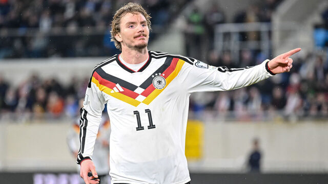 Luxembourg, Luxembourg - November 14: Nick Woltemade of Germany celebrates after scoring his team's second goal during the FIFA World Cup 2026 qualifier match between Luxembourg and Germany at Stade de Luxembourg on November 14, 2025 in Luxembourg, Luxembourg.
