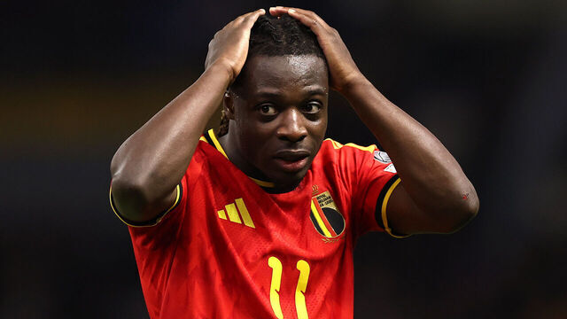 ASTANA, KAZAKHSTAN - NOVEMBER 15: Jeremy Doku of Belgium reacts during the FIFA World Cup 2026 qualifier match between Kazakhstan and Belgium at Astana Arena on November 15, 2025 in Astana, Kazakhstan.