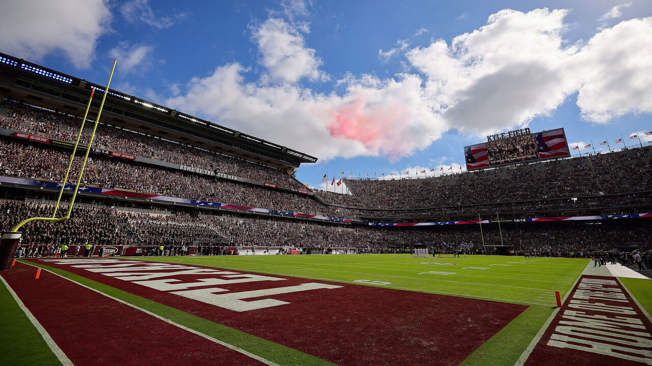 COLLEGE STATION, TEXAS - NOVEMBER 15: A general view of the field is seen before the Texas A&M Aggies take on the South Carolina Gamecocks at Kyle Field on November 15, 2025 in College Station, Texas.
