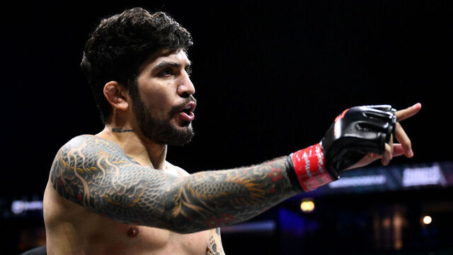 MANCHESTER, ENGLAND - AUGUST 30: Dillon Danis celebrates after victory in the MF MMA Championship fight between Dillon Danis and Warren Spencer during the Misfits 22 - Ring of Thrones fight night at AO Arena on August 30, 2025 in Manchester, England.