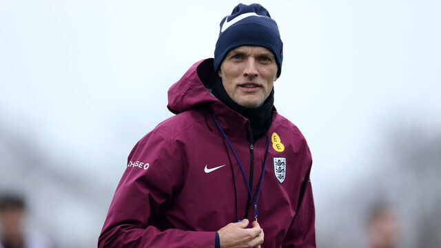ENFIELD, ENGLAND - NOVEMBER 15: Thomas Tuchel, Head Coach of England, looks on during a training session at Tottenham Hotspur Training Centre on November 15, 2025 in Enfield, England.