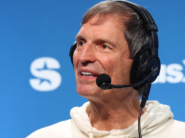 NEW ORLEANS, LOUISIANA - FEBRUARY 05: Bernie Kosar speaks on SiriusXM at Super Bowl LIX on February 05, 2025 in New Orleans, Louisiana.