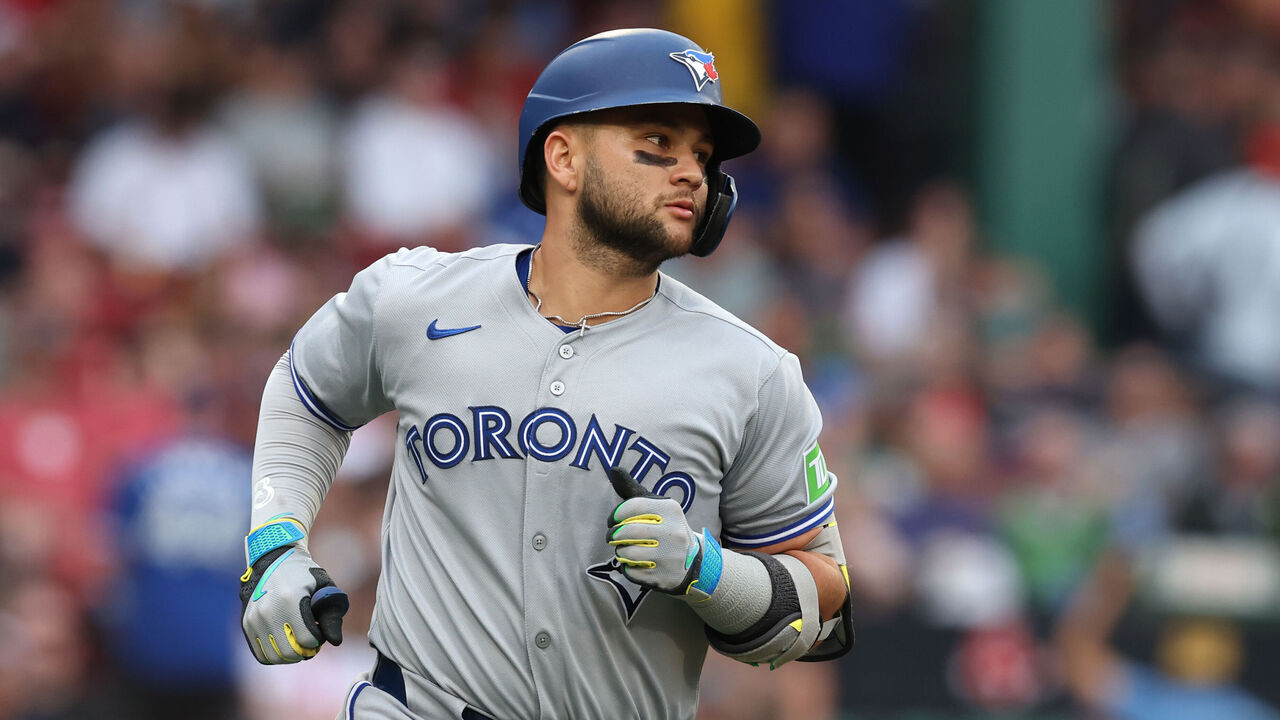 BOSTON, MASSACHUSETTS - JUNE 28: Bo Bichette #11 of the Toronto Blue Jays reacts during the sixth inning against the Boston Red Sox at Fenway Park on June 28, 2025 in Boston, Massachusetts.