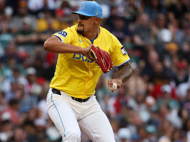 BOSTON, MA - AUGUST 30: Brennan Bernardino #83 of the Boston Red Sox pitches against the Pittsburgh Pirates during the sixth inning at Fenway Park on August 30, 2025 in Boston, Massachusetts. The Pirates won 10-3.