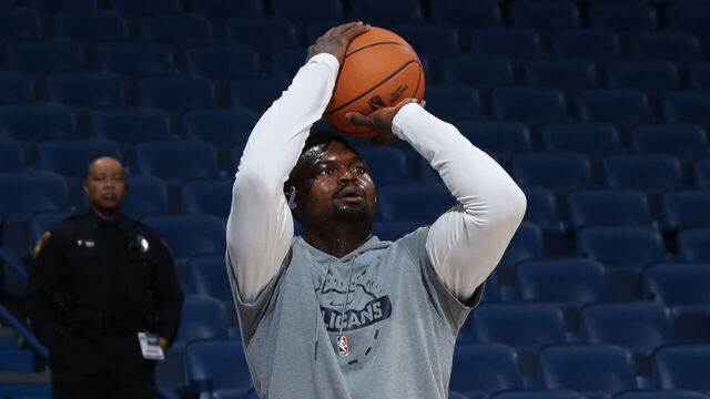 NEW ORLEANS, LA - NOVEMBER 19: Zion Williamson #1 of the New Orleans Pelicans warms up before the game against the Denver Nuggets on November 19, 2025 at the Smoothie King Center in New Orleans, Louisiana. Mandatory Copyright Notice: Copyright 2025 NBAE