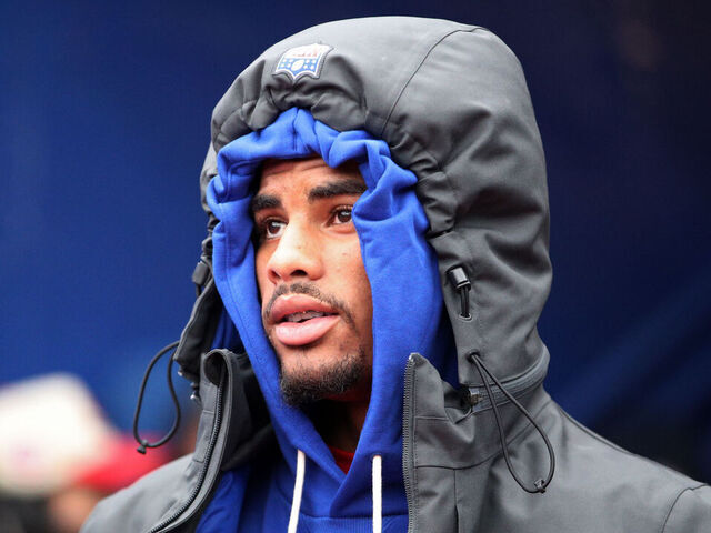 ORCHARD PARK, NEW YORK - NOVEMBER 16: Keon Coleman #0 of the Buffalo Bills walks to the field prior to the game against the Tampa Bay Buccaneers at Highmark Stadium on November 16, 2025 in Orchard Park, New York.